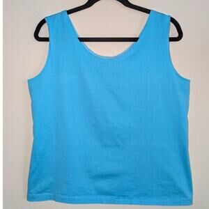 Louise Womens Sleeveless Round Neck 100% Cotton Tank Made in Positano Italy Blue